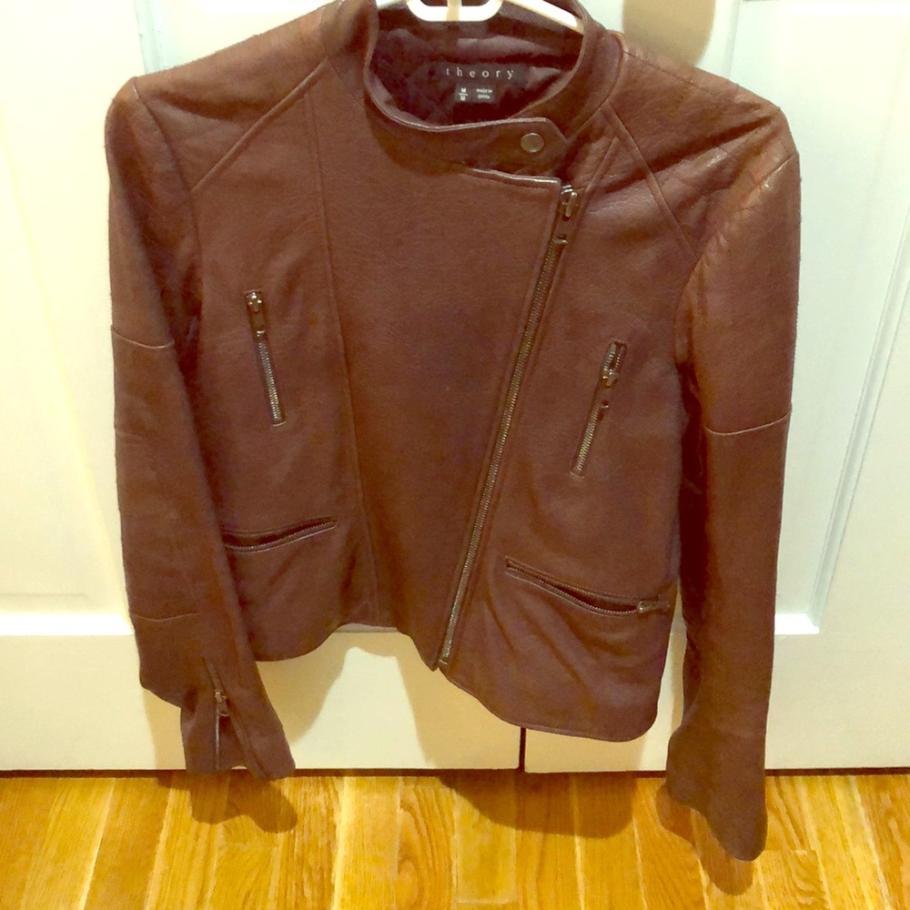 Theory leather moto jacket. Size M
